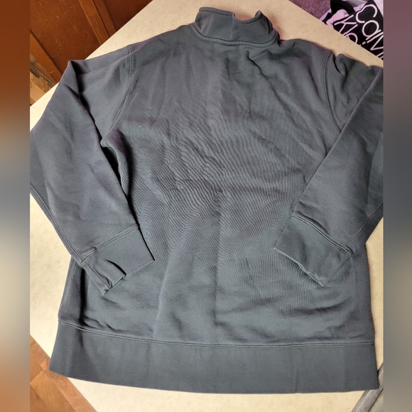 🛒🛍️💥Gently used men's large Nike quarter zip pull over dark Grey white logo - Picture 8 of 10